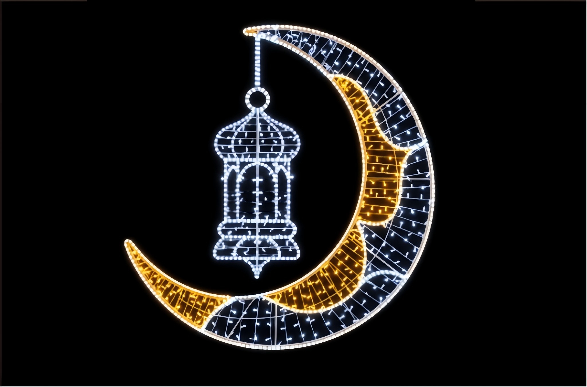 LED Ramadan Crescent and Lantern Motif Light for Commercial Decoration