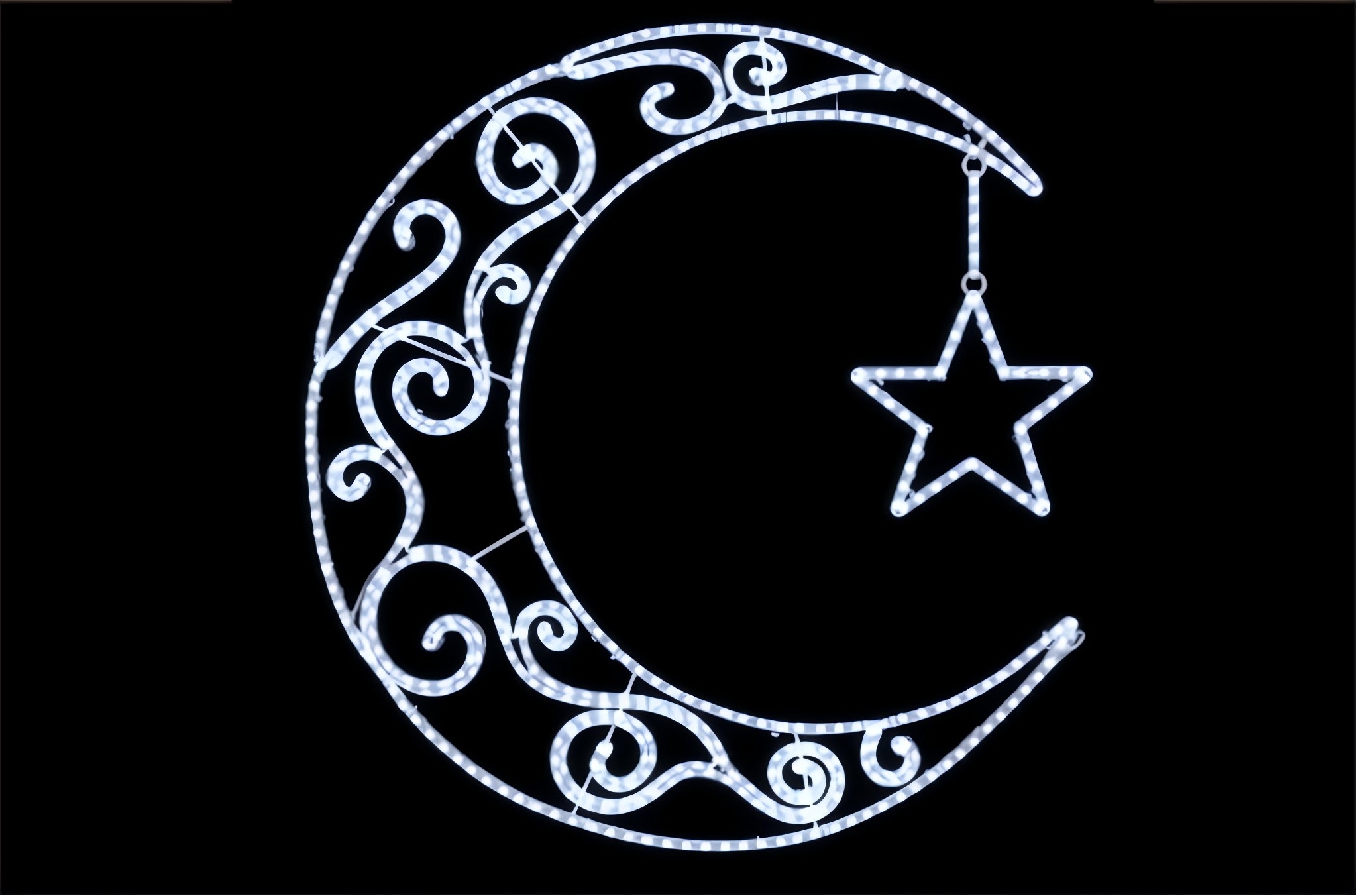 LED Filigree Crescent and Star Motif Light for Ramadan Decoration