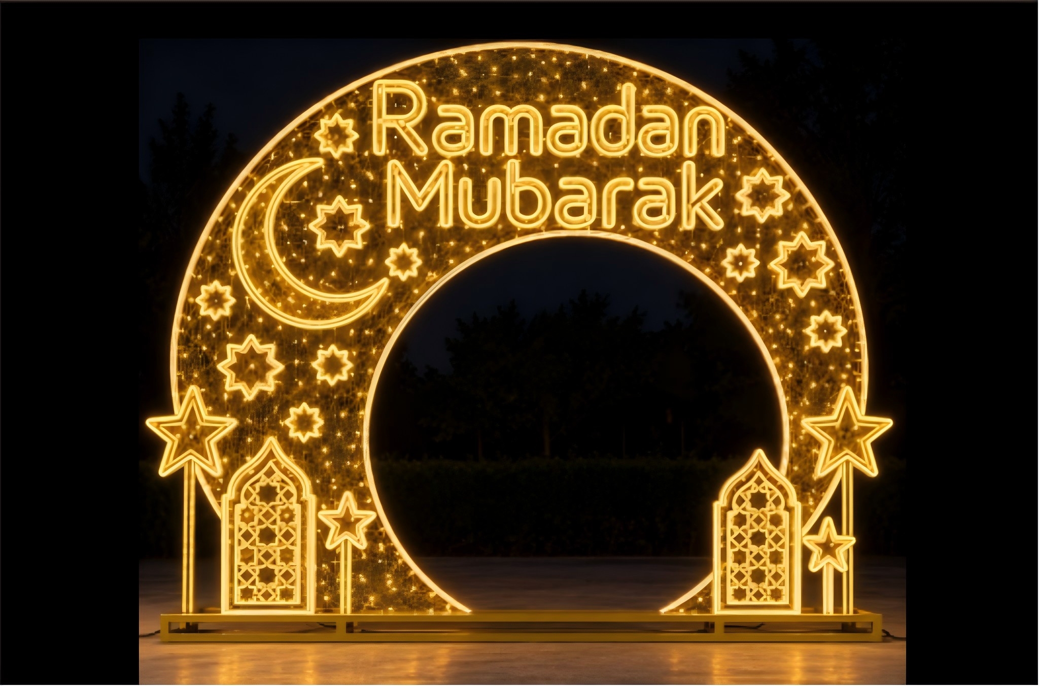 LED Ramadan Mubarak Arch Light Display for Entrance Decoration